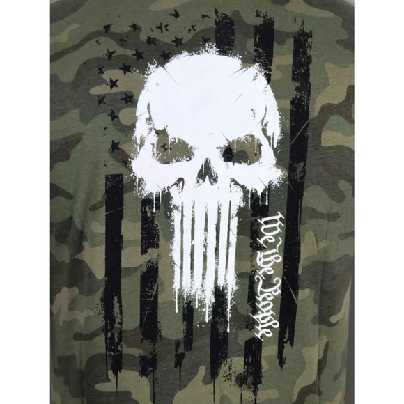 Howitzer Men's T-Shirt - Skull Freedom Flag Military Design, Grunt MFG, Premium Fit Tee